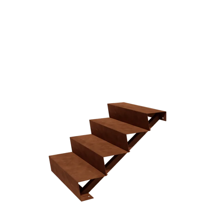 Corten terasest aiatrepp - 4-astmeline - 96 x 80 x 68 cm