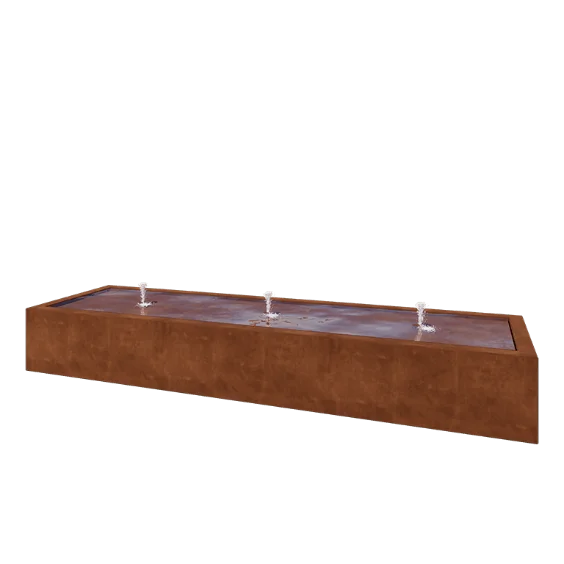 Corten terasest purskkaev - Lyra - 300 x 80 x 40 cm - Ilma LED-valgustus